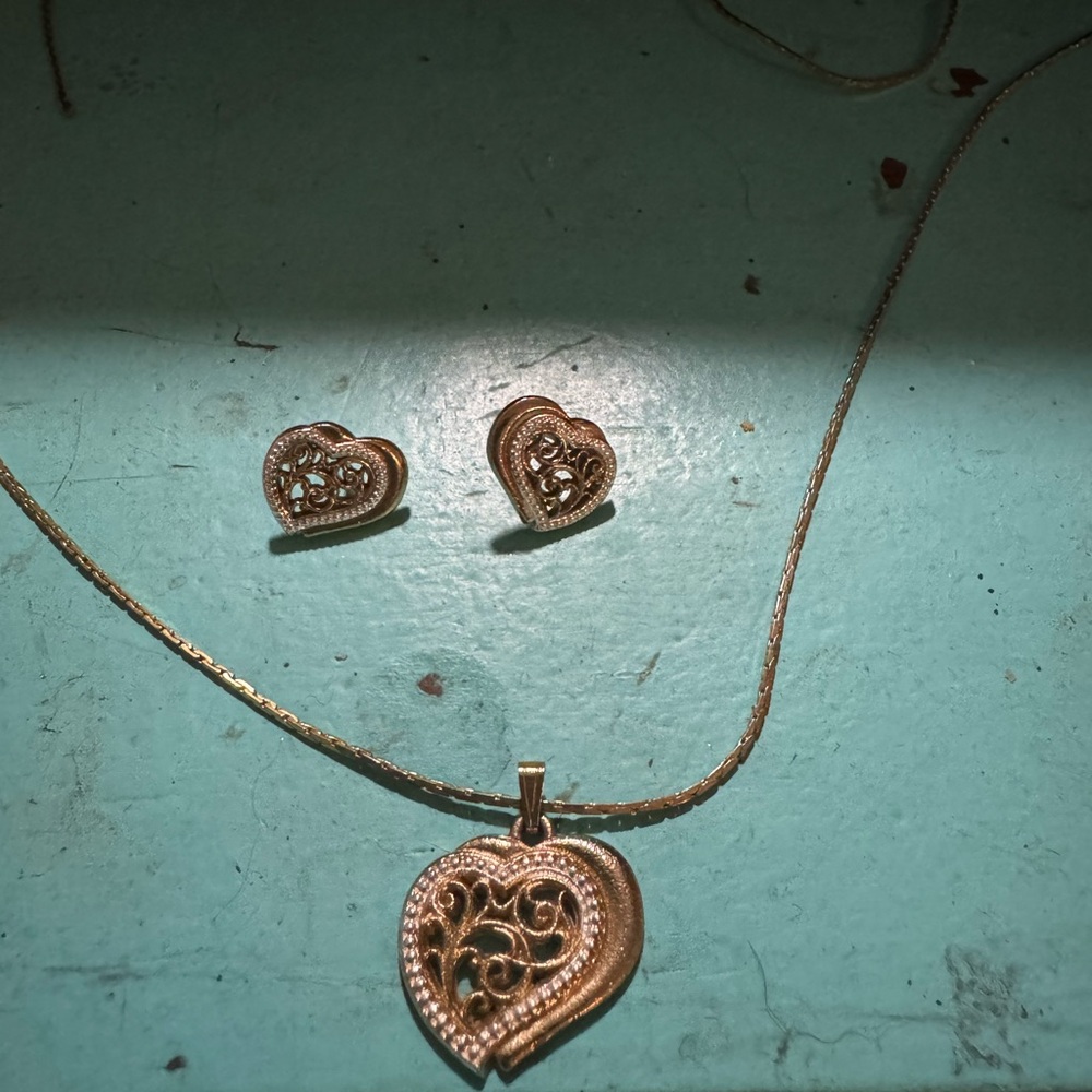 Gold Heart Necklace and Earring Set Montana Silversmiths